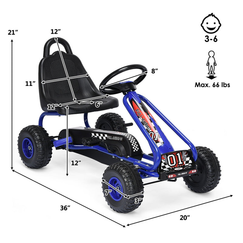 4 Wheel Pedal Powered Ride on Car with Adjustable Seat