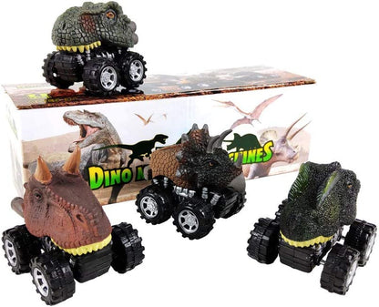 Pull Back Dinosaur Car Toys 4 Pack Dino Toys for 3 Year Old Boys and Toddlers T-Rex Dinosaur Games Monster Trucks