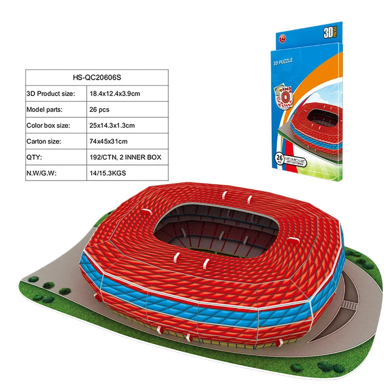 DIY 3D Paper Puzzle Football Field Stadium