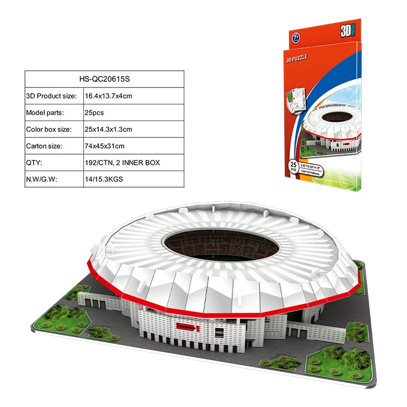 DIY 3D Paper Puzzle Football Field Stadium