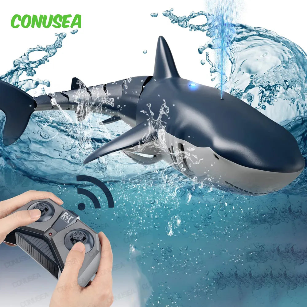 Smart Rc Shark Whale Spray Water Toy Remote Controlled Boat Ship Submarine Robots Fish Electric Toys for Kids Boys Baby Children