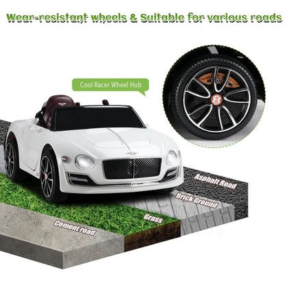 Kids Bentley Style GT Coupe EXP12 12V Battery Ride on Car Electric 2.4G Remote Control White