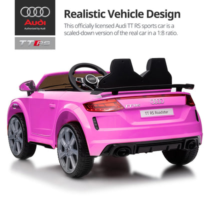 Kids Ride on Car, Licensed Audi TT 12V Electric Car Toy with Remote, LED Light - Pink