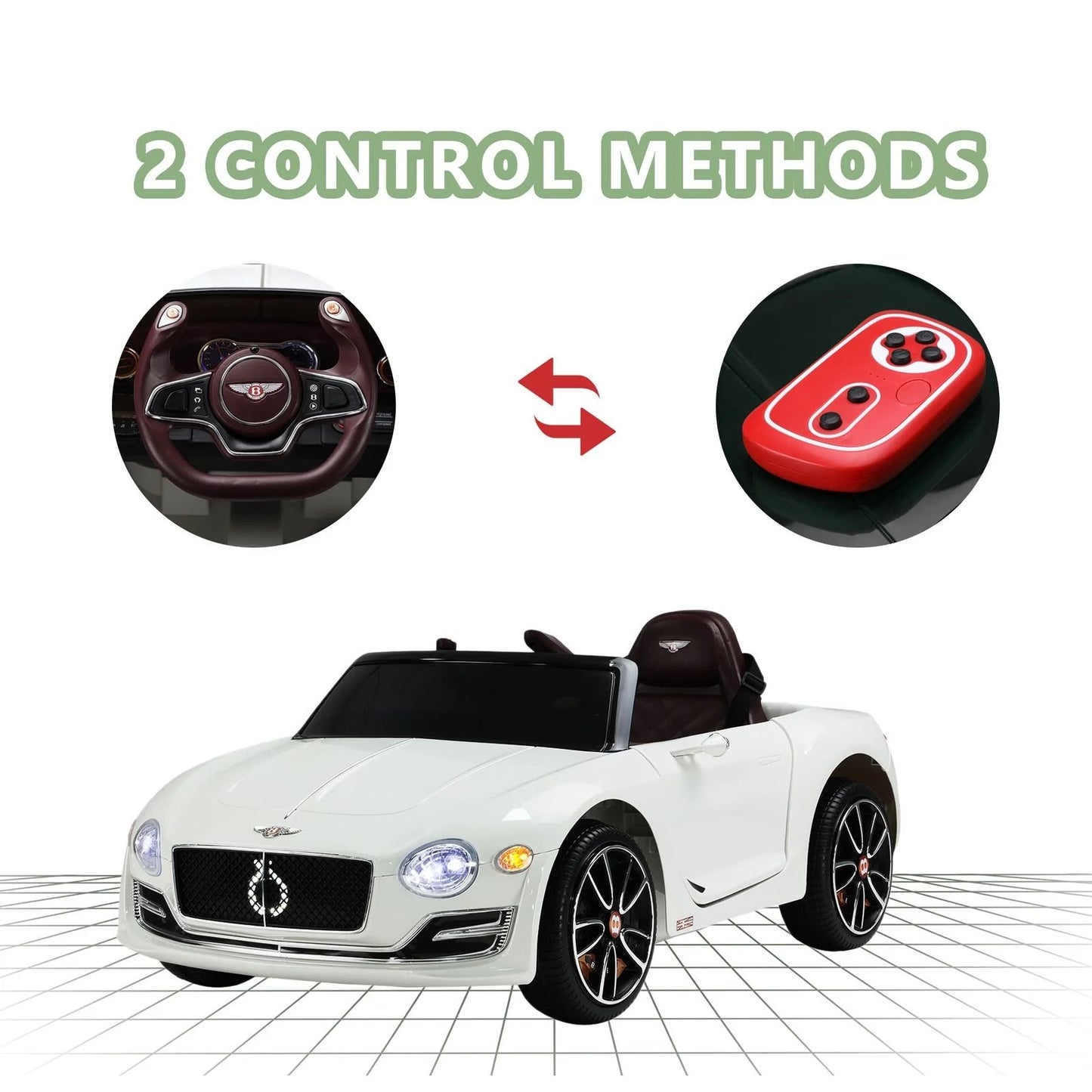 Kids Bentley Style GT Coupe EXP12 12V Battery Ride on Car Electric 2.4G Remote Control White