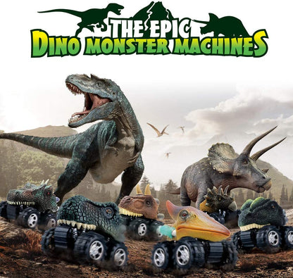 Pull Back Dinosaur Car Toys 4 Pack Dino Toys for 3 Year Old Boys and Toddlers T-Rex Dinosaur Games Monster Trucks