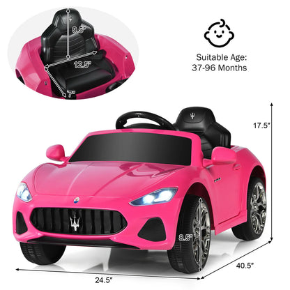 12V Kids Ride on Car Maserati Grancabrio Licensed W/ Remote Control& Lights Pink