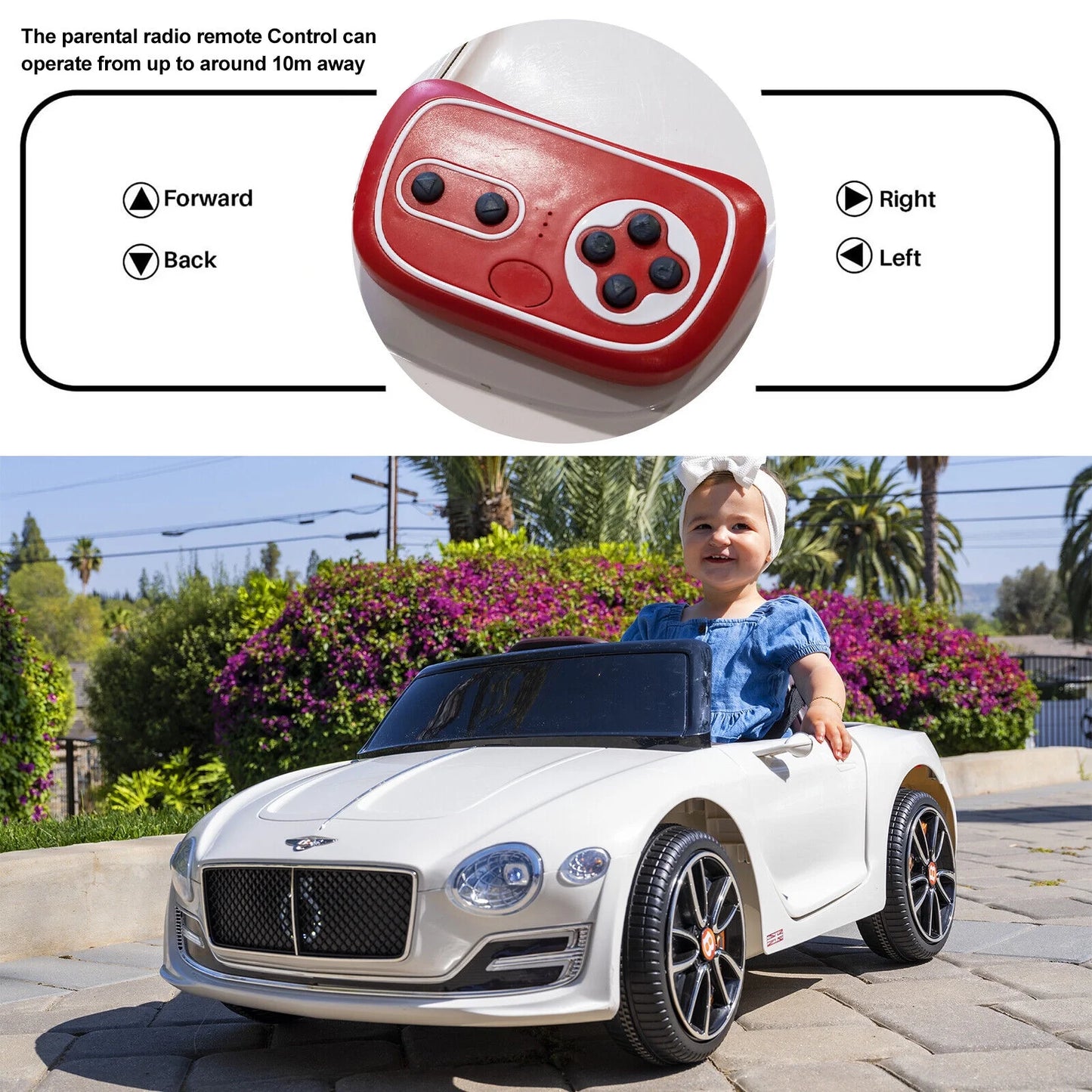 Kids Bentley Style GT Coupe EXP12 12V Battery Ride on Car Electric 2.4G Remote Control White