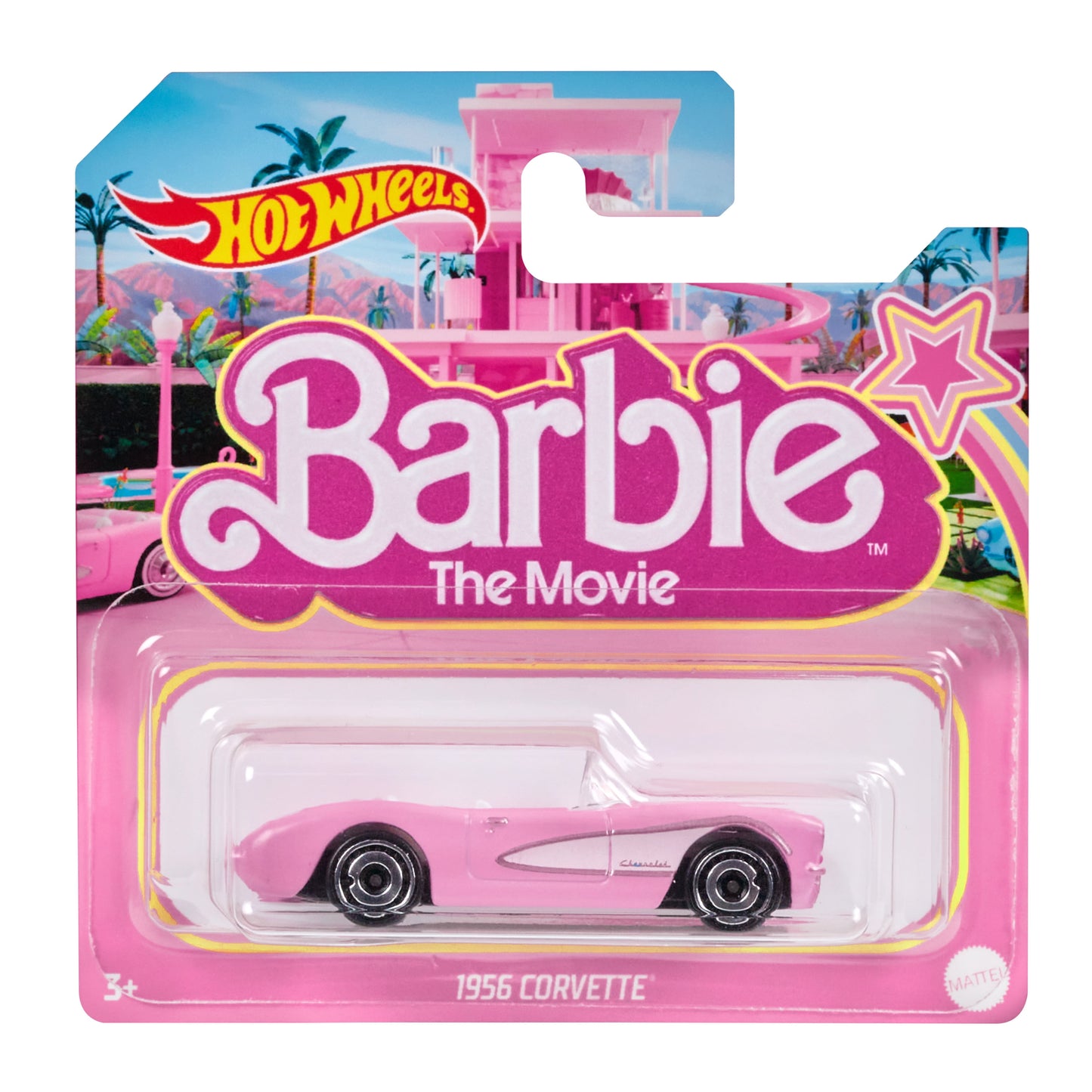 Barbie Car, Die-Cast Pink Corvette in 1:64 Scale from Barbie the Movie