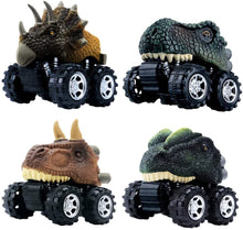 Pull Back Dinosaur Car Toys 4 Pack Dino Toys for 3 Year Old Boys and Toddlers T-Rex Dinosaur Games Monster Trucks